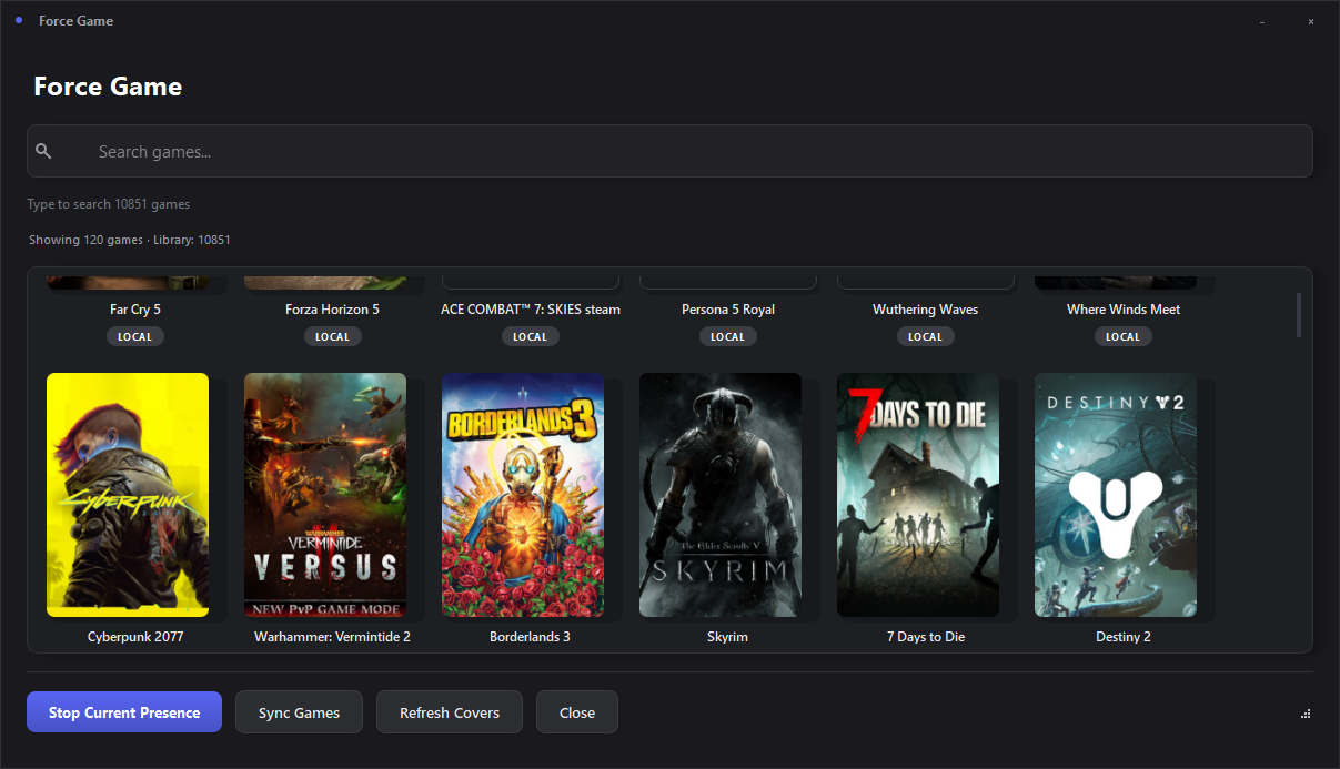 Discord Game Presence Manager